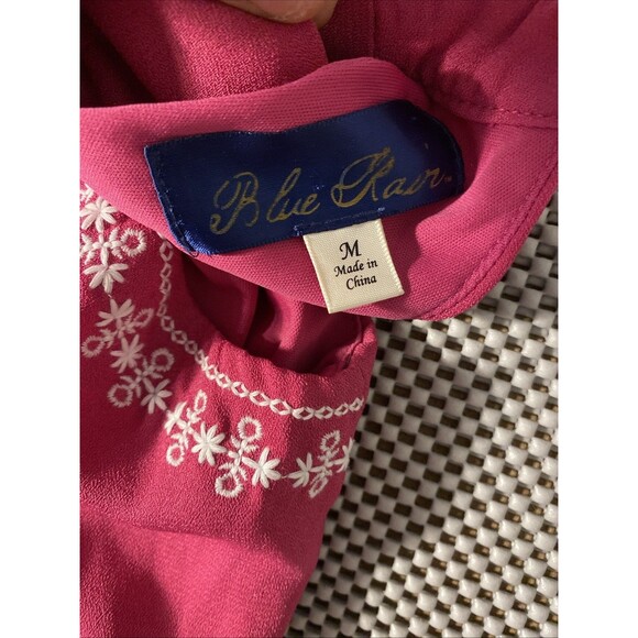 Blue Rain ROMPER Medium PINK Sleeveless EMBROIDERED Halter Tie Elastic Waist - Picture 4 of 5